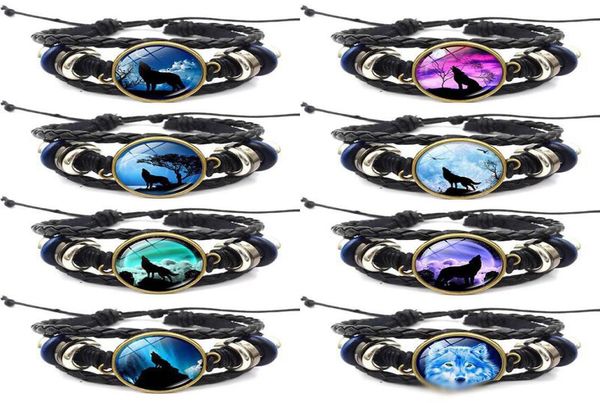moon wolf howling handmade glass cabochon woven leather bangles mens black animal bracelet diy jewelry for women3250419, Golden;silver
moon wolf howling handmade glass cabochon woven leather bangles mens black animal bracelet diy jewelry for women3250419, Golden;silver