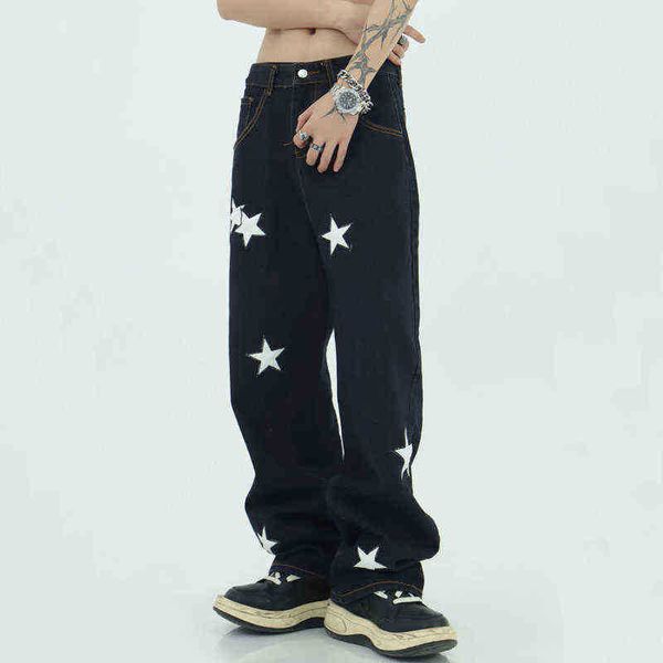 embroidered patch star jeans mens black washed retro street wide leg jeans fashion hip hop denim trousers baggy casual pants t220803, Blue
embroidered patch star jeans mens black washed retro street wide leg jeans fashion hip hop denim trousers baggy casual pants t220803, Blue