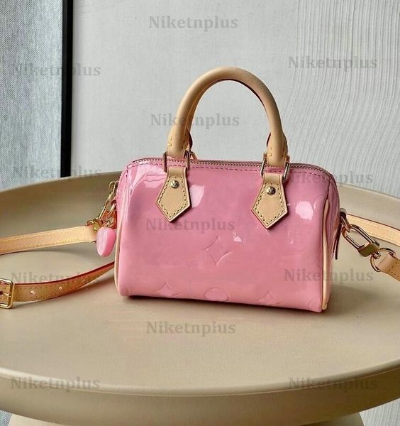 m81879 nano speedy mochi pink patent leather shoulder bag valentine's day womens designer handbag mini boston bag heart shaped charm pu
m81879 nano speedy mochi pink patent leather shoulder bag valentine's day womens designer handbag mini boston bag heart shaped charm pu
