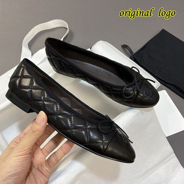 designer dress shoes cowhide ballet flats bowknot dance shoes fashion women black flat boat shoe sandal lady leather lazy loafers 35-42