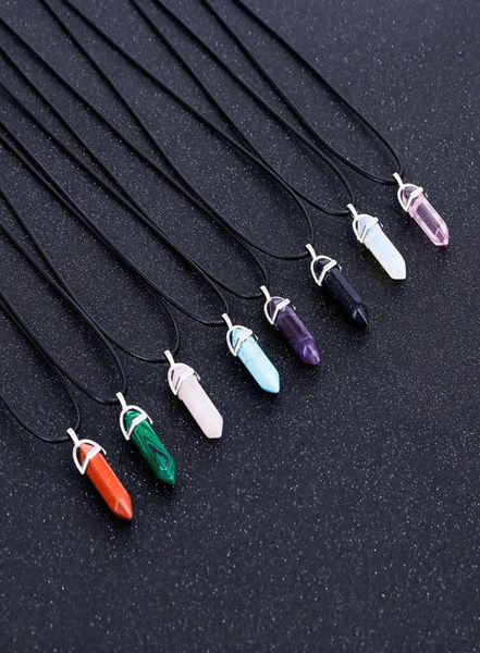 hexagonal column quartz necklaces turquoises pink crystal pendent necklace for women leather chain natural stone choker necklace2790167, Golden;silver
hexagonal column quartz necklaces turquoises pink crystal pendent necklace for women leather chain natural stone choker necklace2790167, Golden;silver