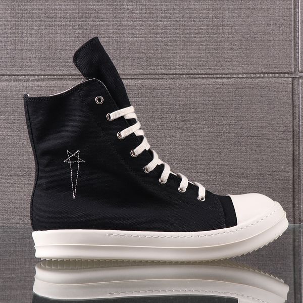 popular men's shoes rick canvas shoe embroidery design men's casual shoes lace-up with box owens woman sneakers size 34-48, Black
popular men's shoes rick canvas shoe embroidery design men's casual shoes lace-up with box owens woman sneakers size 34-48, Black