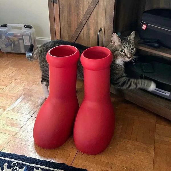 astro boy's same big rain 2023 early spring new high barrel thick sole round head fashion trend elevated rubber boots, Black 
astro boy's same big rain 2023 early spring new high barrel thick sole round head fashion trend elevated rubber boots, Black