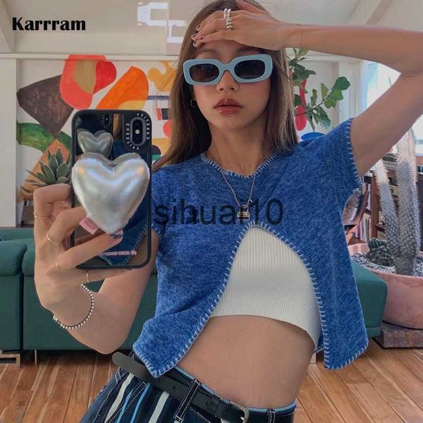 women's t-shirt karrram korean fashion irregular crop grunge chic designer clothes kpop split knitted short sleeve t-shirt y2k streetw, White
women's t-shirt karrram korean fashion irregular crop grunge chic designer clothes kpop split knitted short sleeve t-shirt y2k streetw, White