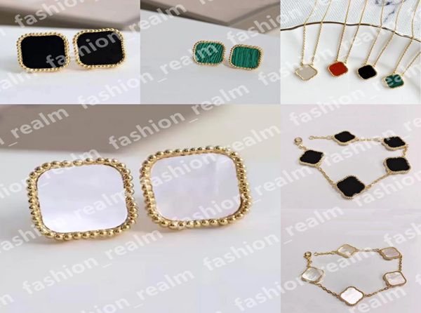 four leaf clover earrings stud designer jewelry set luxury pendant necklaces link chain bracelets gold silver mother of pearl gree6936206, Golden;silver
four leaf clover earrings stud designer jewelry set luxury pendant necklaces link chain bracelets gold silver mother of pearl gree6936206, Golden;silver