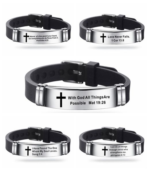 trendy cross jesus scripture quote bracelet christian bible verse inspiring faith stainless steel bracelets silicone wristband3762966, Golden;silver
trendy cross jesus scripture quote bracelet christian bible verse inspiring faith stainless steel bracelets silicone wristband3762966, Golden;silver