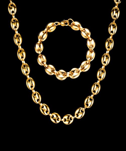2021 hip hop width 11mm stainless steel gold coffee beans link chain necklace bracelets for men jewelry9992225, Black
2021 hip hop width 11mm stainless steel gold coffee beans link chain necklace bracelets for men jewelry9992225, Black