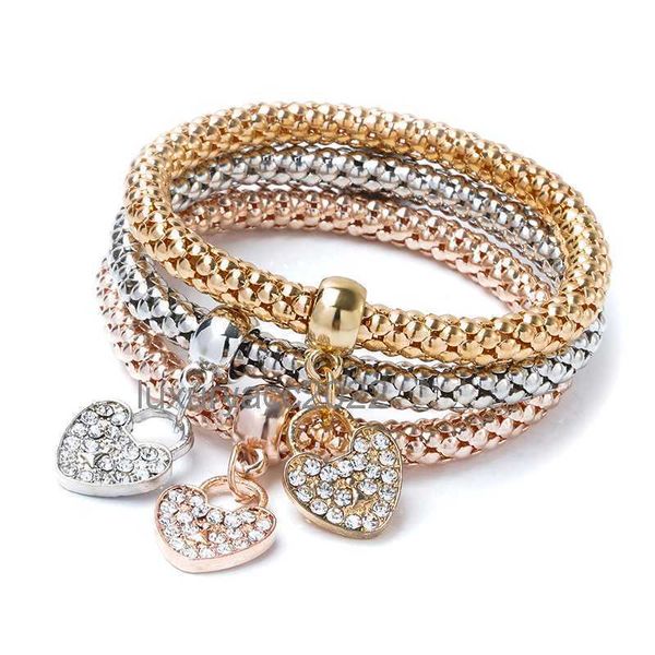 designer bracelet bangle alloy three-color set elastic popcorn corn chain with diamond love pendant bracelet female, Black
designer bracelet bangle alloy three-color set elastic popcorn corn chain with diamond love pendant bracelet female, Black