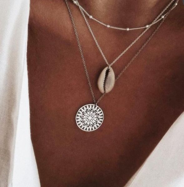 boho multilayer shell pendant necklace for women long chain round charm statement choker necklace wedding jewelry2290632, Silver
boho multilayer shell pendant necklace for women long chain round charm statement choker necklace wedding jewelry2290632, Silver