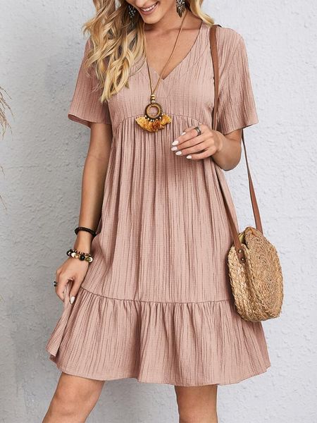 dresses summer dress ruched mini dresses vneck relaxed casual short sleeve tunneled waist solid color elegant women dresses, Black;gray
dresses summer dress ruched mini dresses vneck relaxed casual short sleeve tunneled waist solid color elegant women dresses, Black;gray