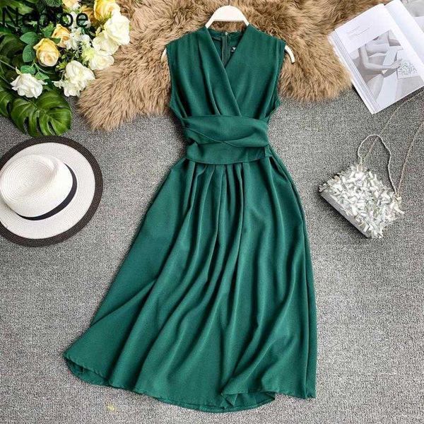 neploe dress women summer arival v-neck sleeveless dresses french chic cross drawstring slim waist vestidos 43690 210611, Black;gray
neploe dress women summer arival v-neck sleeveless dresses french chic cross drawstring slim waist vestidos 43690 210611, Black;gray