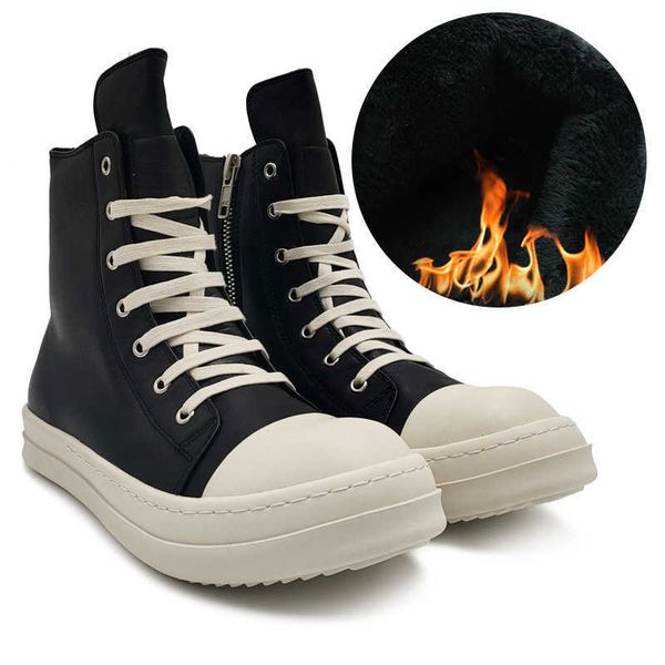 high rick men's women's casual shoes thick sole cowhide warm cashmere ro owens sneakers, Black
high rick men's women's casual shoes thick sole cowhide warm cashmere ro owens sneakers, Black
