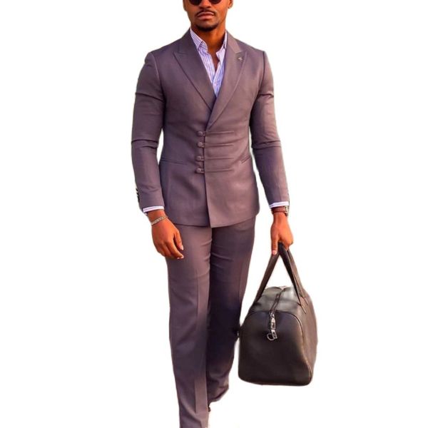 unique button 2 pieces wedding tuxedos vintage double breasted peak lapel men suits costume homme trim fit groom wear, Black;gray
unique button 2 pieces wedding tuxedos vintage double breasted peak lapel men suits costume homme trim fit groom wear, Black;gray