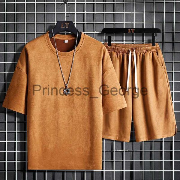 men's tracksuits suede fabric men's summer set 2023 new short sleeve suit male fashion streetwear sports set casual two piece set, Gray
men's tracksuits suede fabric men's summer set 2023 new short sleeve suit male fashion streetwear sports set casual two piece set, Gray