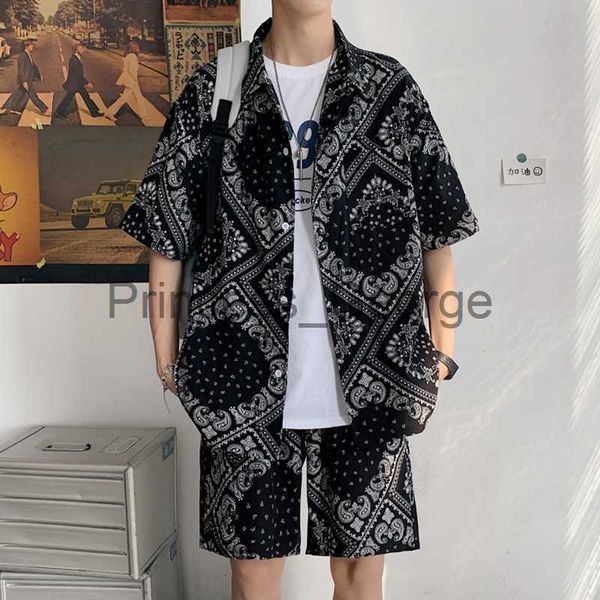 men's tracksuits 2023 summer short sleeve button shirt shorts suits mens clothing fashion loose tracksuit geometric print two piece set, Gray
men's tracksuits 2023 summer short sleeve button shirt shorts suits mens clothing fashion loose tracksuit geometric print two piece set, Gray