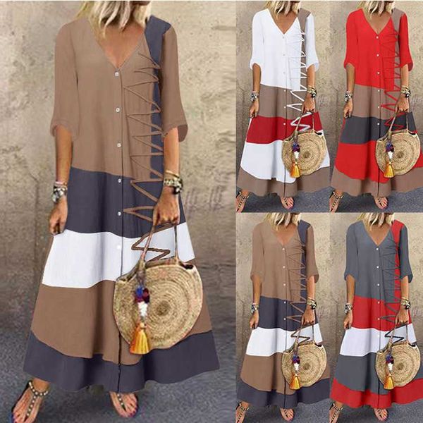 summer new fashion women's v-neck short sleeve printed women's long dress button casual dress dress, Black;gray
summer new fashion women's v-neck short sleeve printed women's long dress button casual dress dress, Black;gray