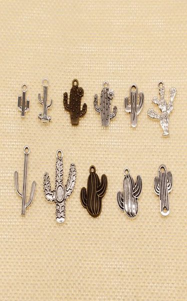 60 pieces charm for making jewelry diy plant cactus hj192017465480, Bronze;silver