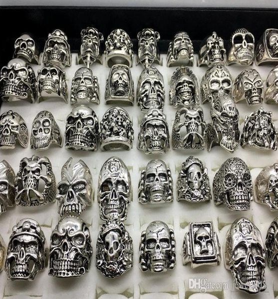 whole 50pcs lot vintage band skull skeleton jewelry rings punk mixed style for man2403491, Silver
whole 50pcs lot vintage band skull skeleton jewelry rings punk mixed style for man2403491, Silver