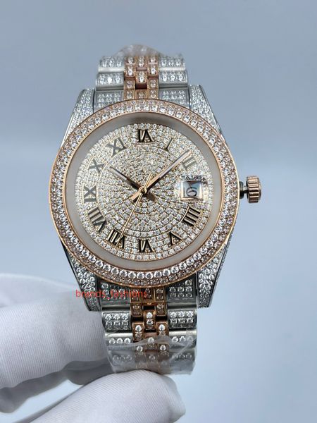 new men's fashion watches roman numbers watch rose gold diamond face watch full diamond strap watch automatic mechanical wristwatch 41m, Slivery;brown
new men's fashion watches roman numbers watch rose gold diamond face watch full diamond strap watch automatic mechanical wristwatch 41m, Slivery;brown