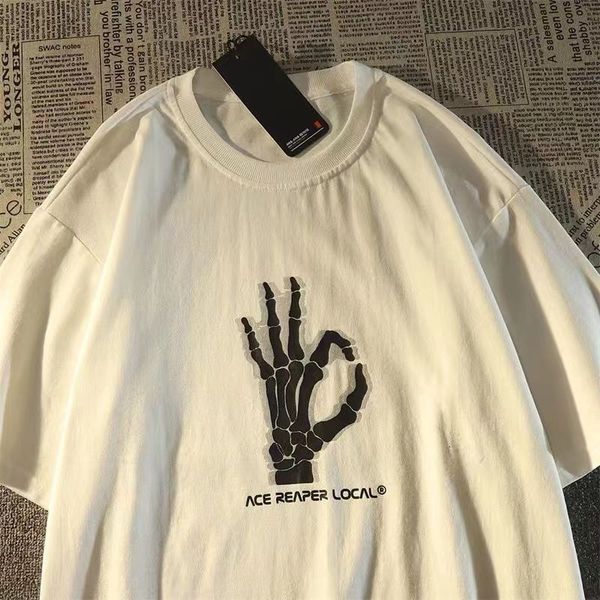 women's t-shirt dark wind american style retro skeleton hand short sleeved t-shirt men and women ins summer loose couple half sleeved y, White
women's t-shirt dark wind american style retro skeleton hand short sleeved t-shirt men and women ins summer loose couple half sleeved y, White