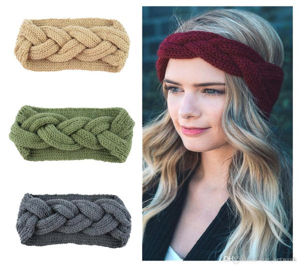 

10pcs knitted crochet headband women winter fashion warm headwrap hairband turban ear warmer beanie cap headbands hair accessories5919225, Silver