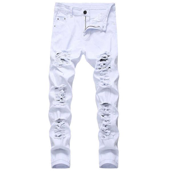 men ripped jeans white red black stretch slim fit spring autumn denim pants distressed hip hop streetwear biker jeans pants x0621, Blue
men ripped jeans white red black stretch slim fit spring autumn denim pants distressed hip hop streetwear biker jeans pants x0621, Blue