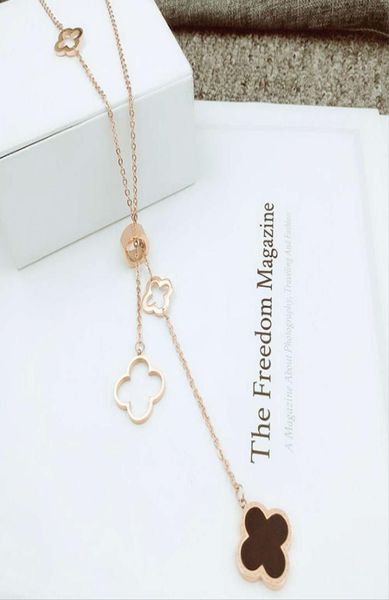 necklace creative fashion rose gold medium length sweater chain black single side clover pendant necklace for women1084050, Silver
necklace creative fashion rose gold medium length sweater chain black single side clover pendant necklace for women1084050, Silver