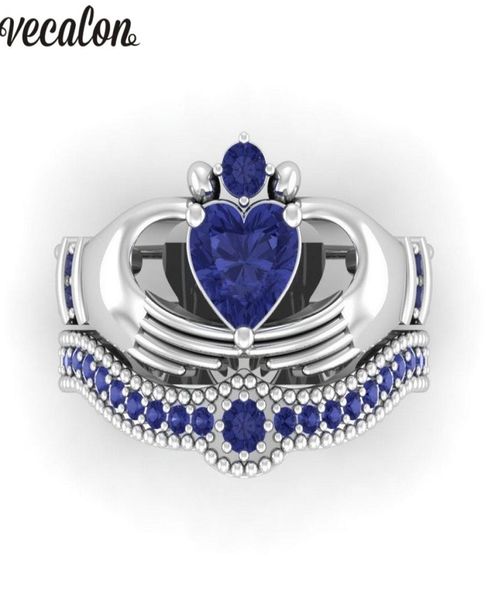 vecalon lovers blue birthstone claddagh ring 5a zircon cz white gold filled engagement wedding band ring set for women men gift3385931, Slivery;golden
vecalon lovers blue birthstone claddagh ring 5a zircon cz white gold filled engagement wedding band ring set for women men gift3385931, Slivery;golden