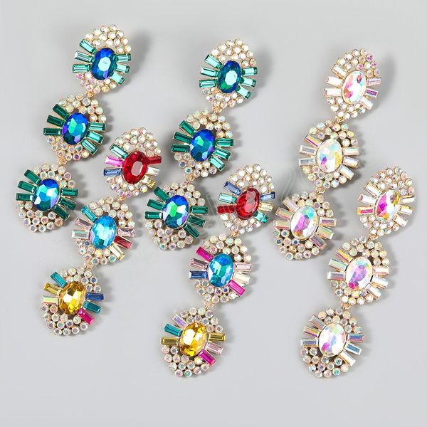 fashion metal multilayer oval glass flower earrings women's creative dangle earrings party accessories, Silver
fashion metal multilayer oval glass flower earrings women's creative dangle earrings party accessories, Silver