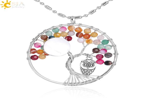 csja rainbow 7 chakra tree of life pendant necklace for men women agate natural stone owl abalone shell reiki meditation jewelry g2260572, Silver
csja rainbow 7 chakra tree of life pendant necklace for men women agate natural stone owl abalone shell reiki meditation jewelry g2260572, Silver
