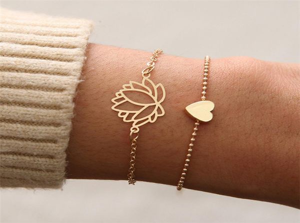 2pcsset creative personality love heart shaped lotus bracelet women double chain bracelets girl chirstmas gift jewelry t1214077404, Golden;silver
2pcsset creative personality love heart shaped lotus bracelet women double chain bracelets girl chirstmas gift jewelry t1214077404, Golden;silver