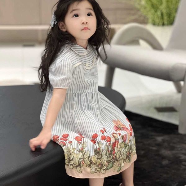 clothing sets high end girls' dress summer small fresh and simple stripe short sleeved pure cotton flower skirt tail foreign style, White
clothing sets high end girls' dress summer small fresh and simple stripe short sleeved pure cotton flower skirt tail foreign style, White