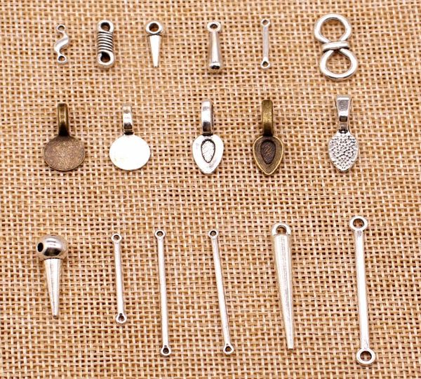 120 pieces metal charms for jewelry making perforated hole bails beads connector hj2304029977, Bronze;silver
120 pieces metal charms for jewelry making perforated hole bails beads connector hj2304029977, Bronze;silver