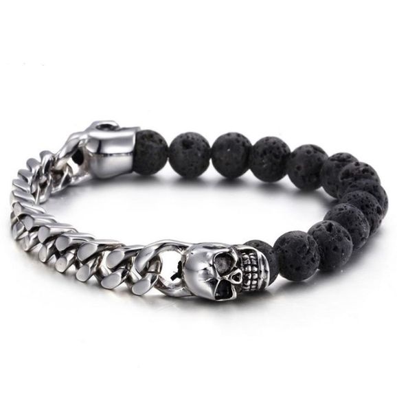 volcanic stones with gold color stainless steel skull bracelets bangles curb cuban link chain bracelet biker man wristband9429321, Black
volcanic stones with gold color stainless steel skull bracelets bangles curb cuban link chain bracelet biker man wristband9429321, Black