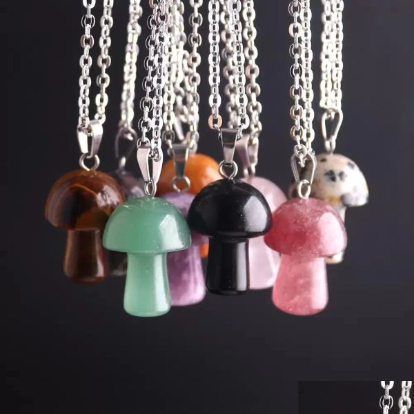 pendant necklaces mini mushroom pendant necklace natural stone crystal quartz healing energy for women gift stainless steel chains dr dhu4y, Silver
pendant necklaces mini mushroom pendant necklace natural stone crystal quartz healing energy for women gift stainless steel chains dr dhu4y, Silver