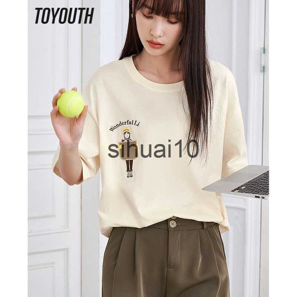 women's t-shirt toyouth women t-shirt 2023 summer short sleeve o neck loose tees funny embroidery pure cotton casual all match j230627, White
women's t-shirt toyouth women t-shirt 2023 summer short sleeve o neck loose tees funny embroidery pure cotton casual all match j230627, White