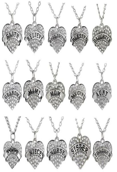 5pcslot clear rhinestones heart pendant necklace with aunt blessed hope mom grandma daughter etc word letters fit for family gif5505015, Silver
5pcslot clear rhinestones heart pendant necklace with aunt blessed hope mom grandma daughter etc word letters fit for family gif5505015, Silver