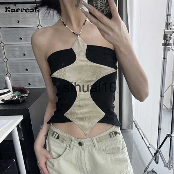 women's t-shirt karrcat cyber y2k halter grunge irregular camisole gothic japanese harajuku crop chic designer clothes punk streetwear, White
women's t-shirt karrcat cyber y2k halter grunge irregular camisole gothic japanese harajuku crop chic designer clothes punk streetwear, White