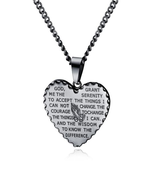 fashion men charm heart pendant necklace prayer hand scripture punk hip hop jewelry stainless steel chain gold silver black neckla1790237
fashion men charm heart pendant necklace prayer hand scripture punk hip hop jewelry stainless steel chain gold silver black neckla1790237