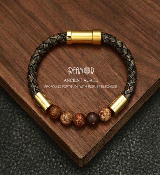reamor 2019 men black braided leather bracelets natural stone bracelet gold 316l stainless steel embedded clasp bangle jewelry cx26148665, Golden;silver
reamor 2019 men black braided leather bracelets natural stone bracelet gold 316l stainless steel embedded clasp bangle jewelry cx26148665, Golden;silver