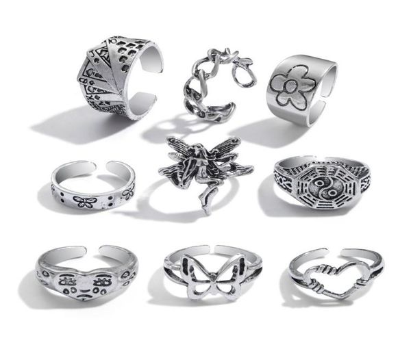 9pcs vintage silver rings set for women,butterfly heart stacking ring adjustable6883967
9pcs vintage silver rings set for women,butterfly heart stacking ring adjustable6883967