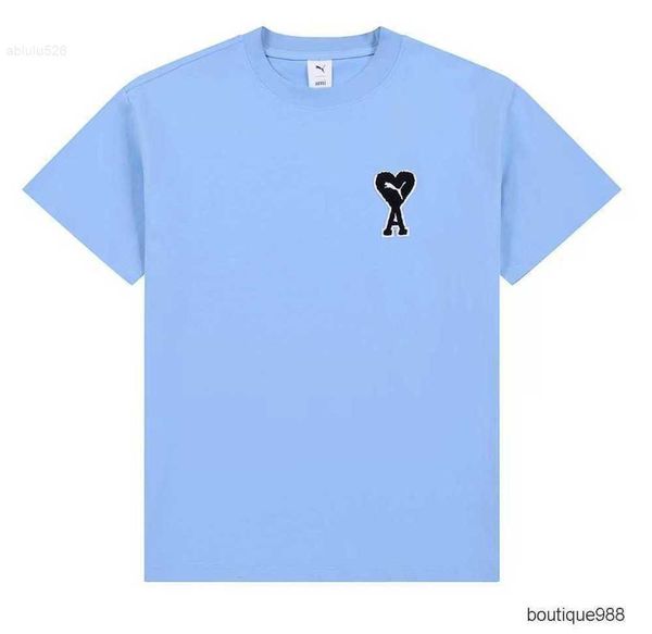 designer amis paris classic love round neck short sleeve relaxed casual men's women's summer t shirt, White;black