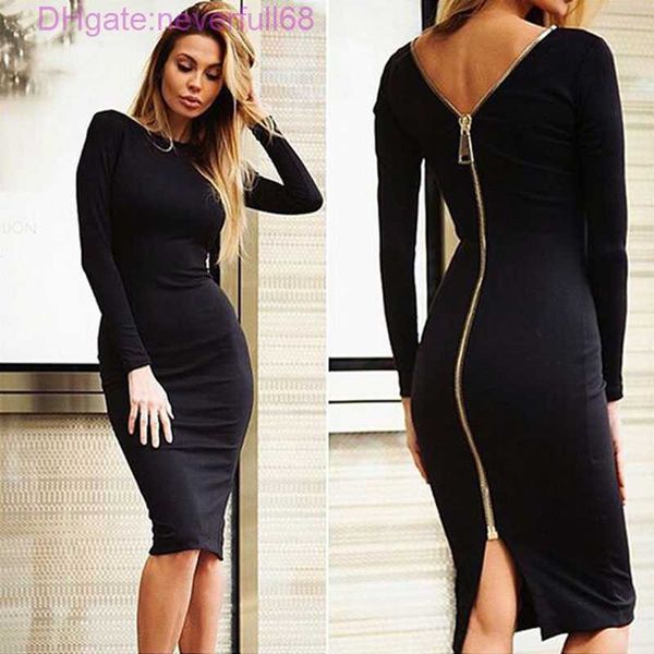 dresses fashion black long sleeve party women clothing back full zipper robe femme pencil tight dress, Black;gray
dresses fashion black long sleeve party women clothing back full zipper robe femme pencil tight dress, Black;gray