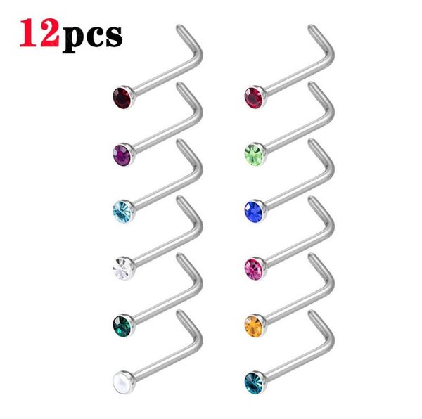 crystal nose stud nariz piercing set l shape nose ring stainless steel 2mm gem nostril screw for women men body jewelry9353730, Silver
crystal nose stud nariz piercing set l shape nose ring stainless steel 2mm gem nostril screw for women men body jewelry9353730, Silver