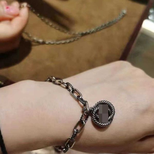 sterling silver double classic worn bracelet hip hop fashion new handicrafts, Black
sterling silver double classic worn bracelet hip hop fashion new handicrafts, Black