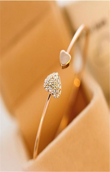 new fashion adjustable crystal double heart bow bilezik cuff opening bracelet women jewelry gift mujer pulseras t0915403363, Golden;silver
new fashion adjustable crystal double heart bow bilezik cuff opening bracelet women jewelry gift mujer pulseras t0915403363, Golden;silver