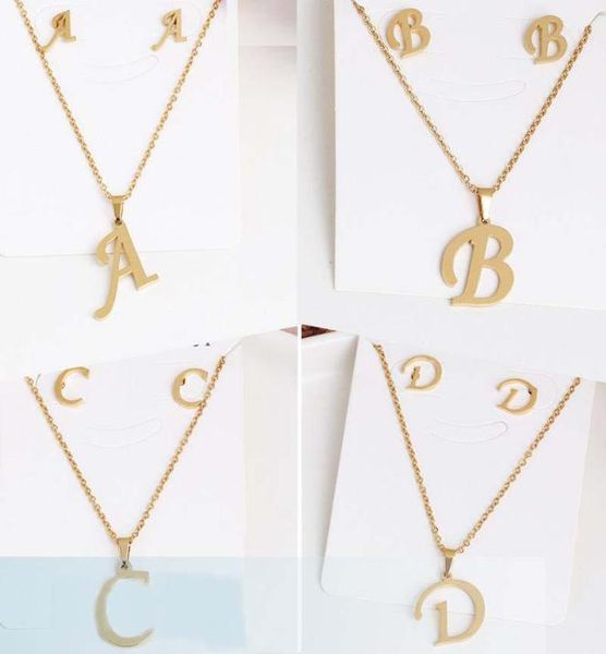 26 letter necklaces with earring set stainless steel gold choker initial pendant necklace women alphabet chains jewelry3144415, Silver
26 letter necklaces with earring set stainless steel gold choker initial pendant necklace women alphabet chains jewelry3144415, Silver
