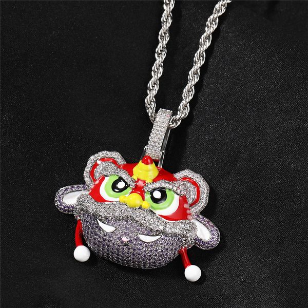 new arrival retro chinese style iced out wake lion pendant necklace personalized diamond hip hop style necklace, Silver
new arrival retro chinese style iced out wake lion pendant necklace personalized diamond hip hop style necklace, Silver