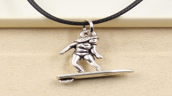 tibetan silver color pendant surf player necklace choker charm black leather cord factory handmade jewelry l9fz3974739
tibetan silver color pendant surf player necklace choker charm black leather cord factory handmade jewelry l9fz3974739