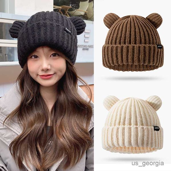 caps women solid color knitted cute bear ears wool hat soft plush thicken outdoor ear protection for warmth hat female hat r230627, Blue;gray
caps women solid color knitted cute bear ears wool hat soft plush thicken outdoor ear protection for warmth hat female hat r230627, Blue;gray